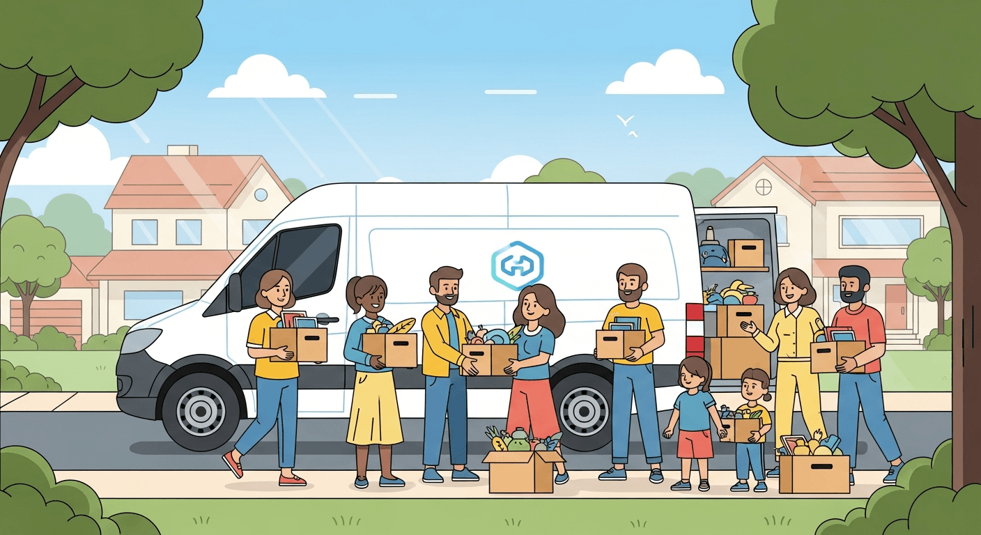 Community donation delivery illustration